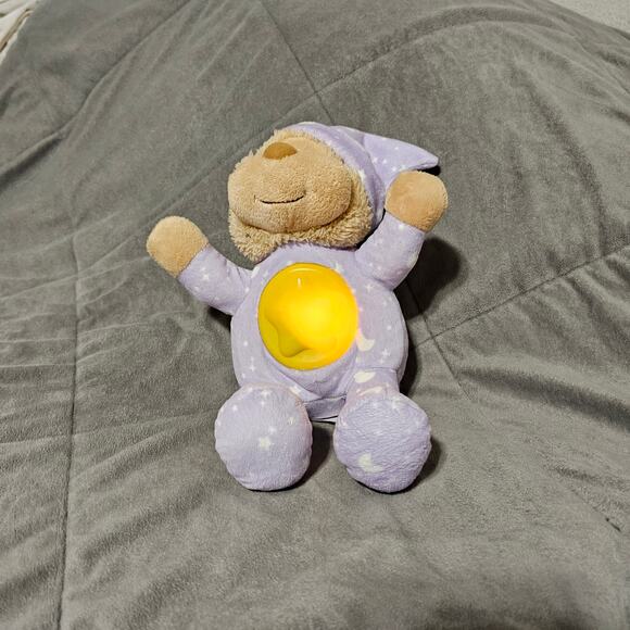 Avon Night Light Up Plush Teddy Bear Purple Pjs Pajamas Yellow Star Moon WORKS - Picture 2 of 8